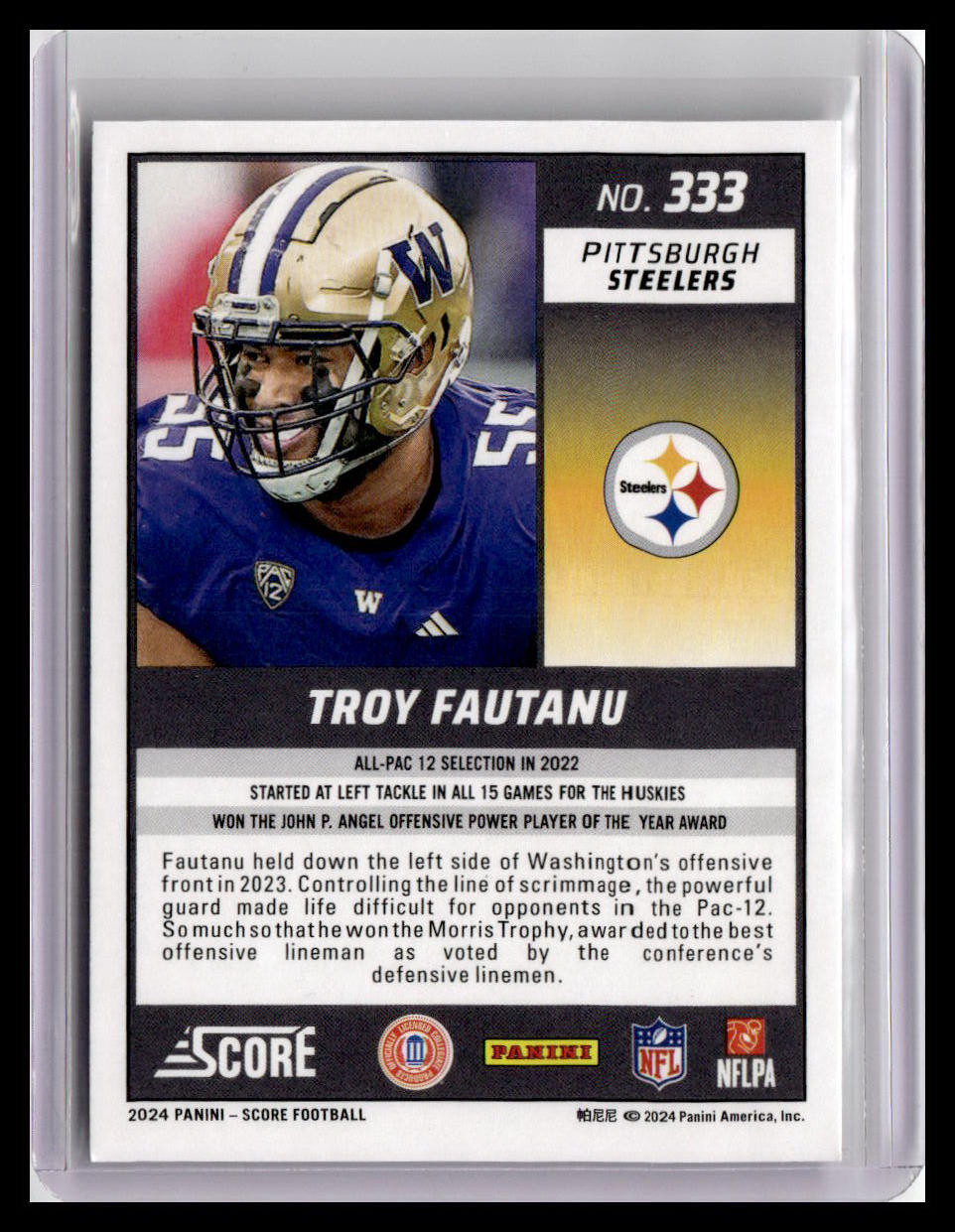 2024 Score #333 Troy Fautanu (RC)