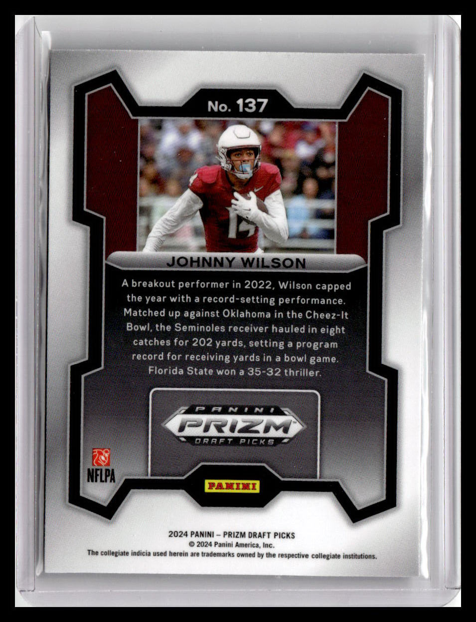 2024 Panini Prizm Draft Picks #137 Johnny Wilson (RC)
