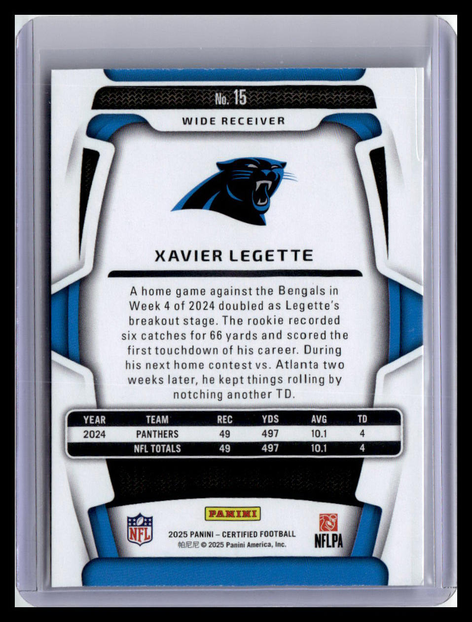 2025 Panini Certified #15 Xavier Legette