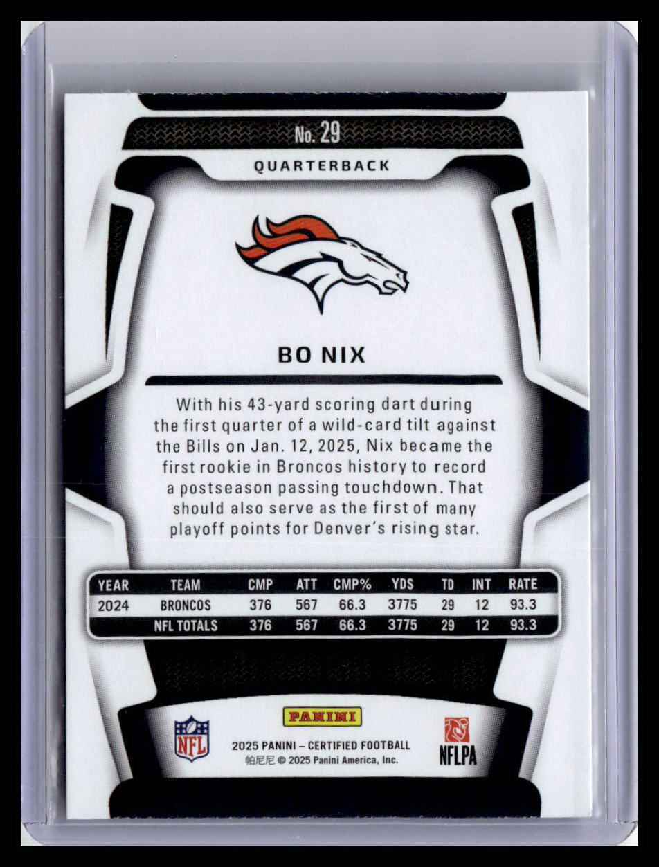 2025 Panini Certified #29 Bo Nix
