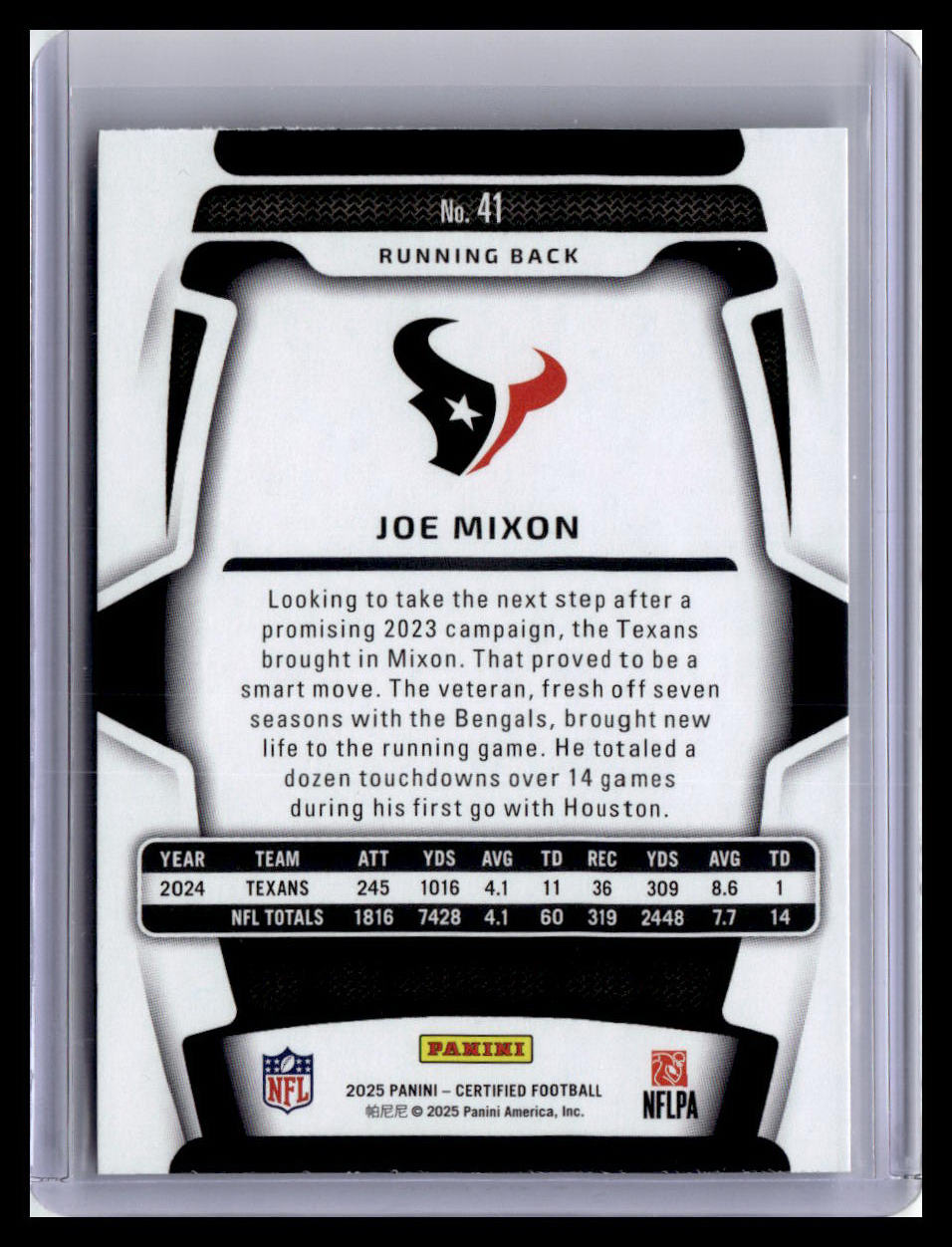 2025 Panini Certified #41 Joe Mixon