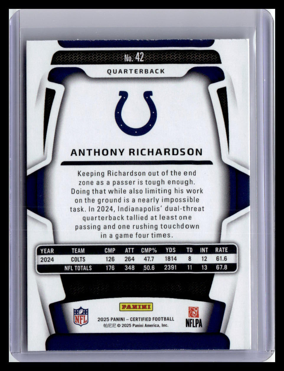 2025 Panini Certified #42 Anthony Richardson