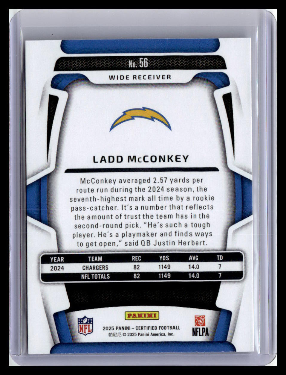 2025 Panini Certified #56 Ladd McConkey