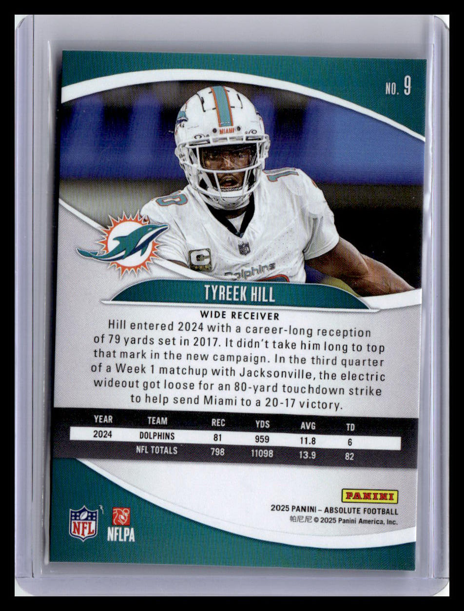 2025 Panini Absolute #9 Tyreek Hill Red & Green