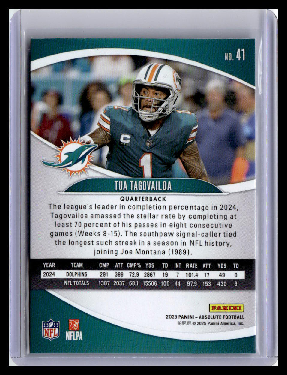 2025 Panini Absolute #41 Tua Tagovailoa Red & Green
