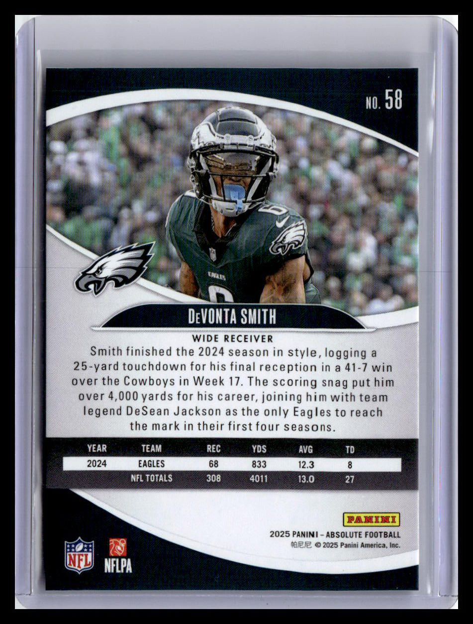 2025 Panini Absolute #58 DeVonta Smith Red & Green
