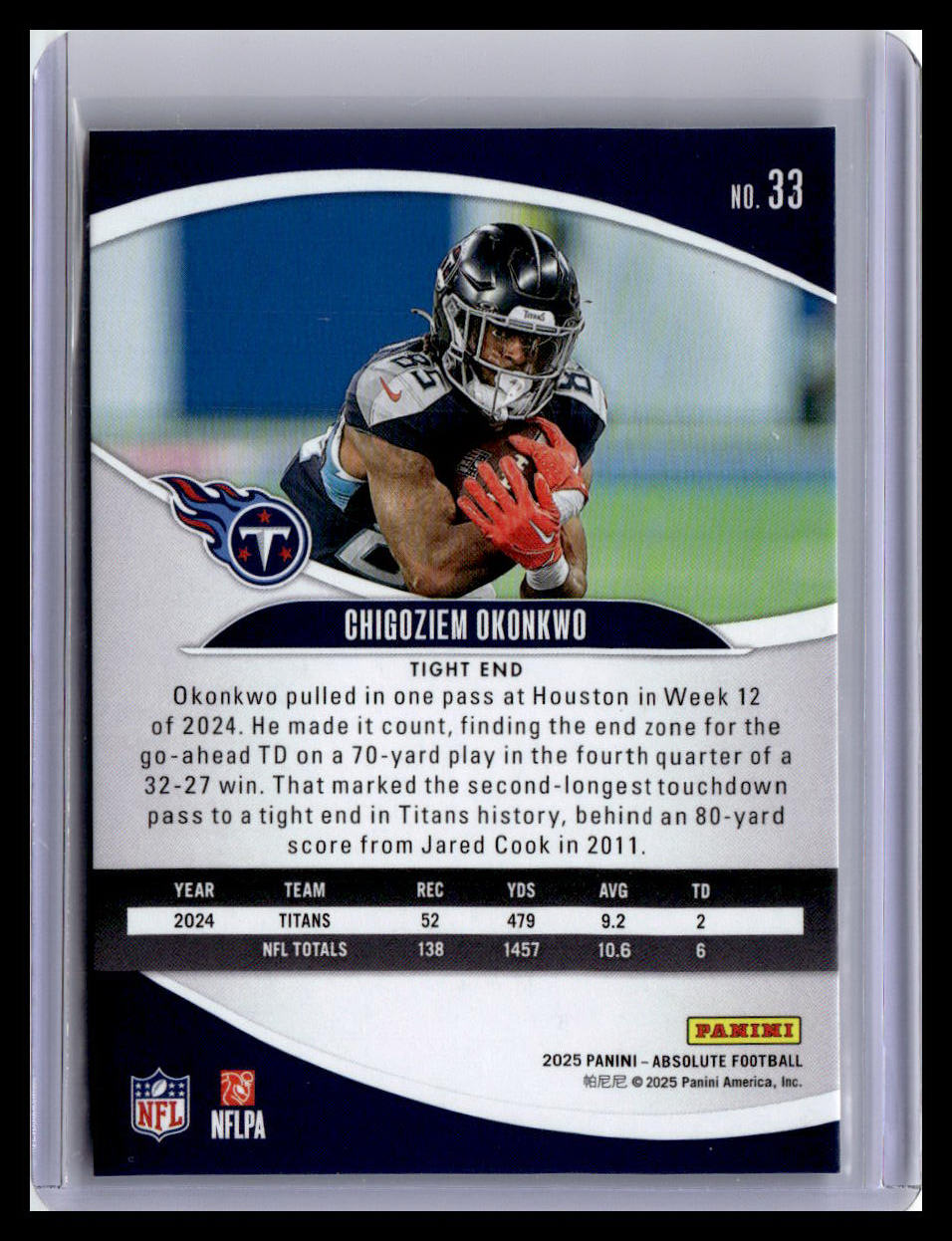 2025 Panini Absolute #33 Chigoziem Okonkwo Red & Green