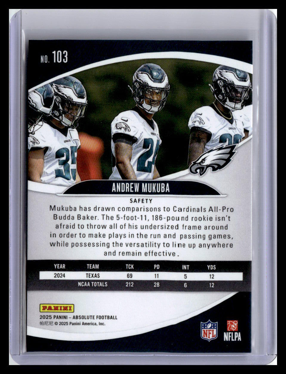2025 Panini Absolute #103 Andrew Mukuba (RC) Red & Green
