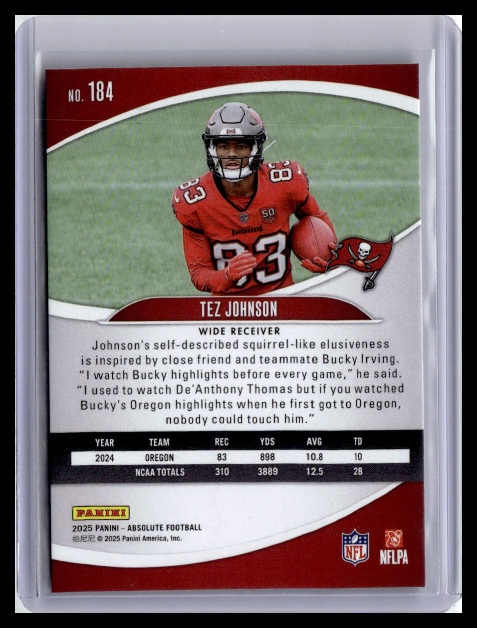 2025 Panini Absolute #184 Tez Johnson (RC) Red & Green