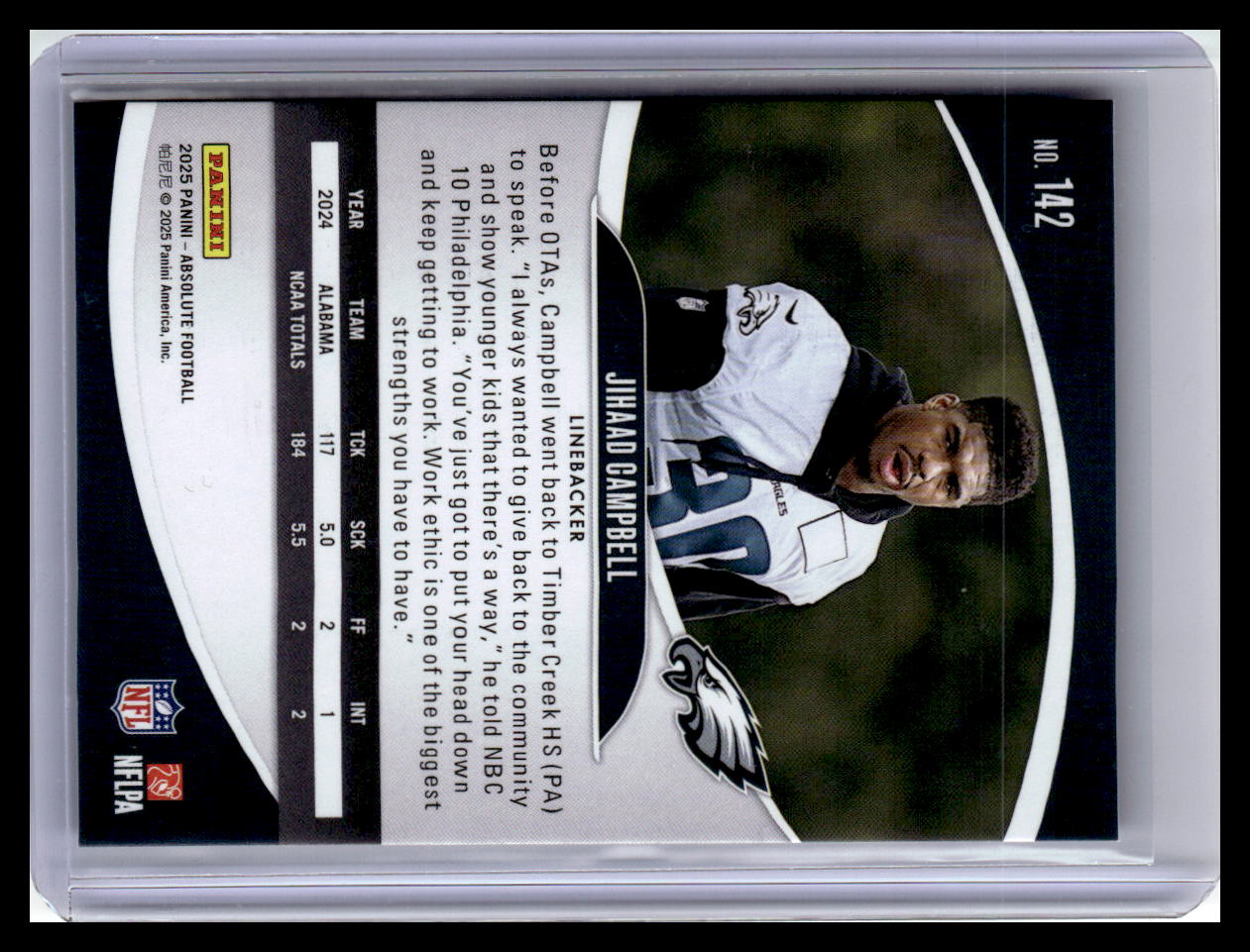 2025 Panini Absolute #142 Jihaad Campbell (RC) Red & Green