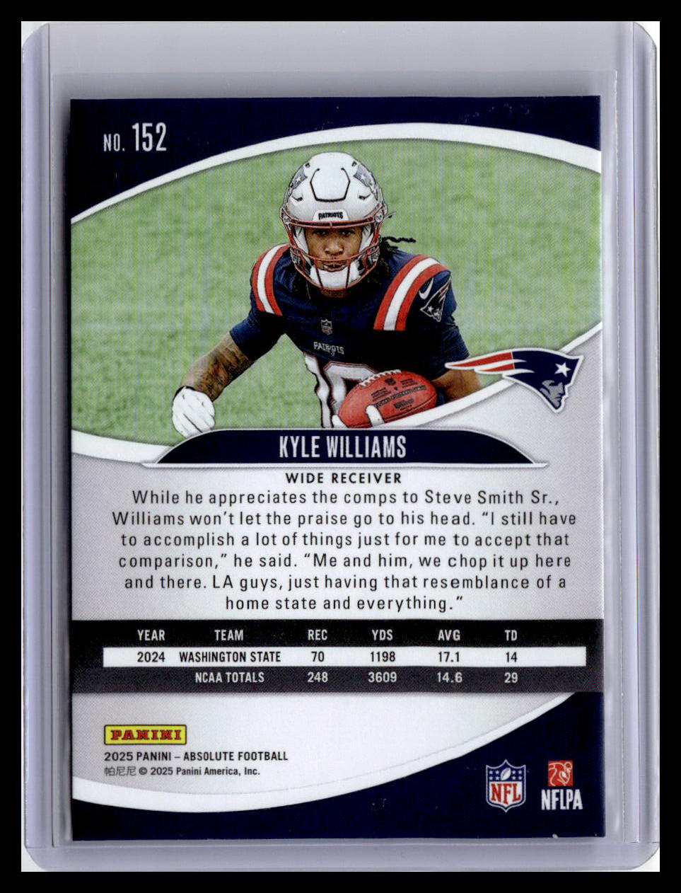 2025 Panini Absolute #152 Kyle Williams (RC) Red & Green