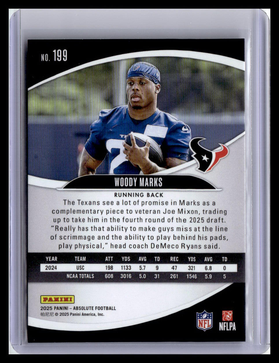 2025 Panini Absolute #199 Woody Marks (RC) Red & Green