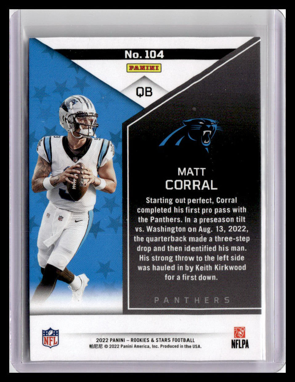 2022 Panini Rookies & Stars #104 Matt Corral (RC)