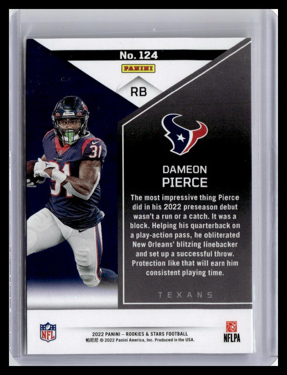 2022 Panini Rookies & Stars #124 Dameon Pierce(RC)
