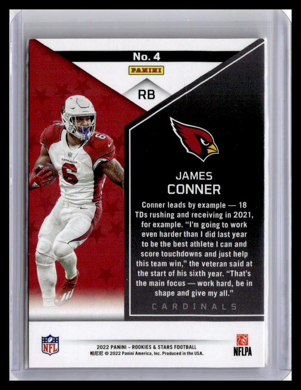 2022 Panini Rookies & Stars #4 James Conner Red Parallel