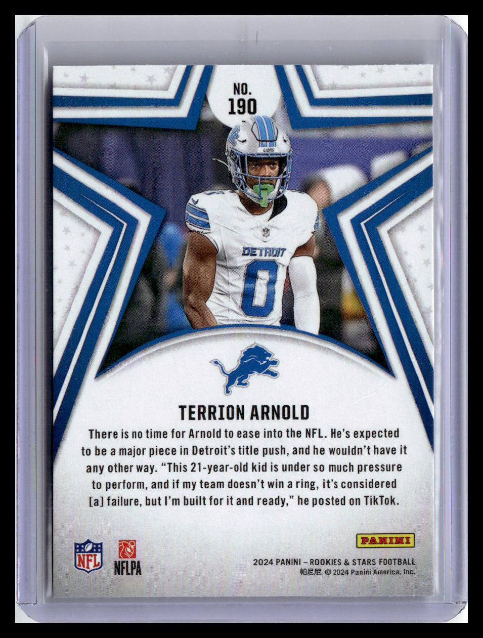 2024 Panini Rookies & Stars #190 Terrion Arnold (RC)