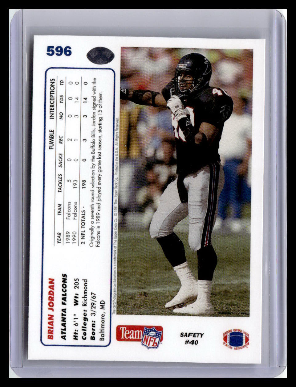 1991 Upper Deck #596 Brian Jordan