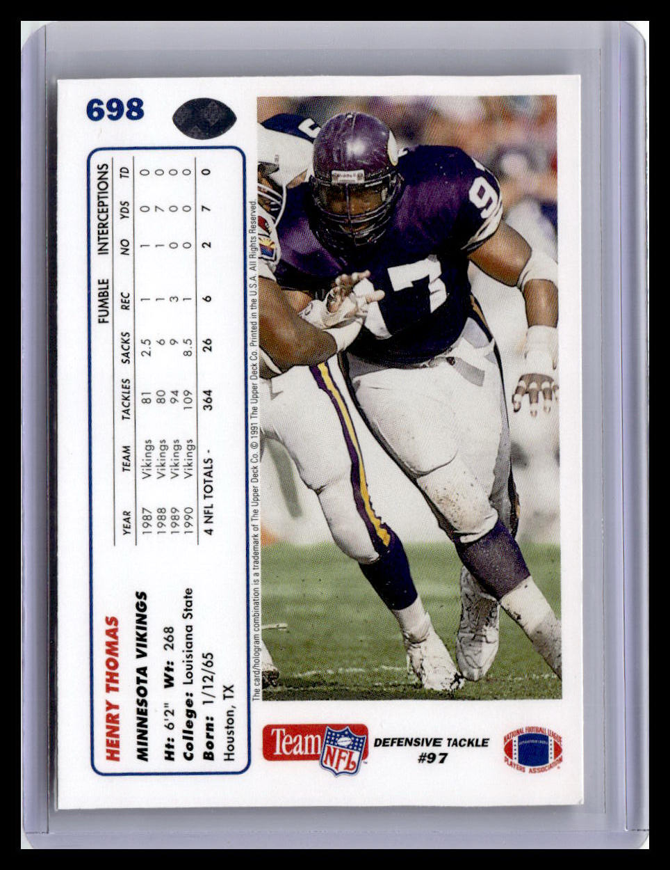 1991 Upper Deck #698b Henry Thomas