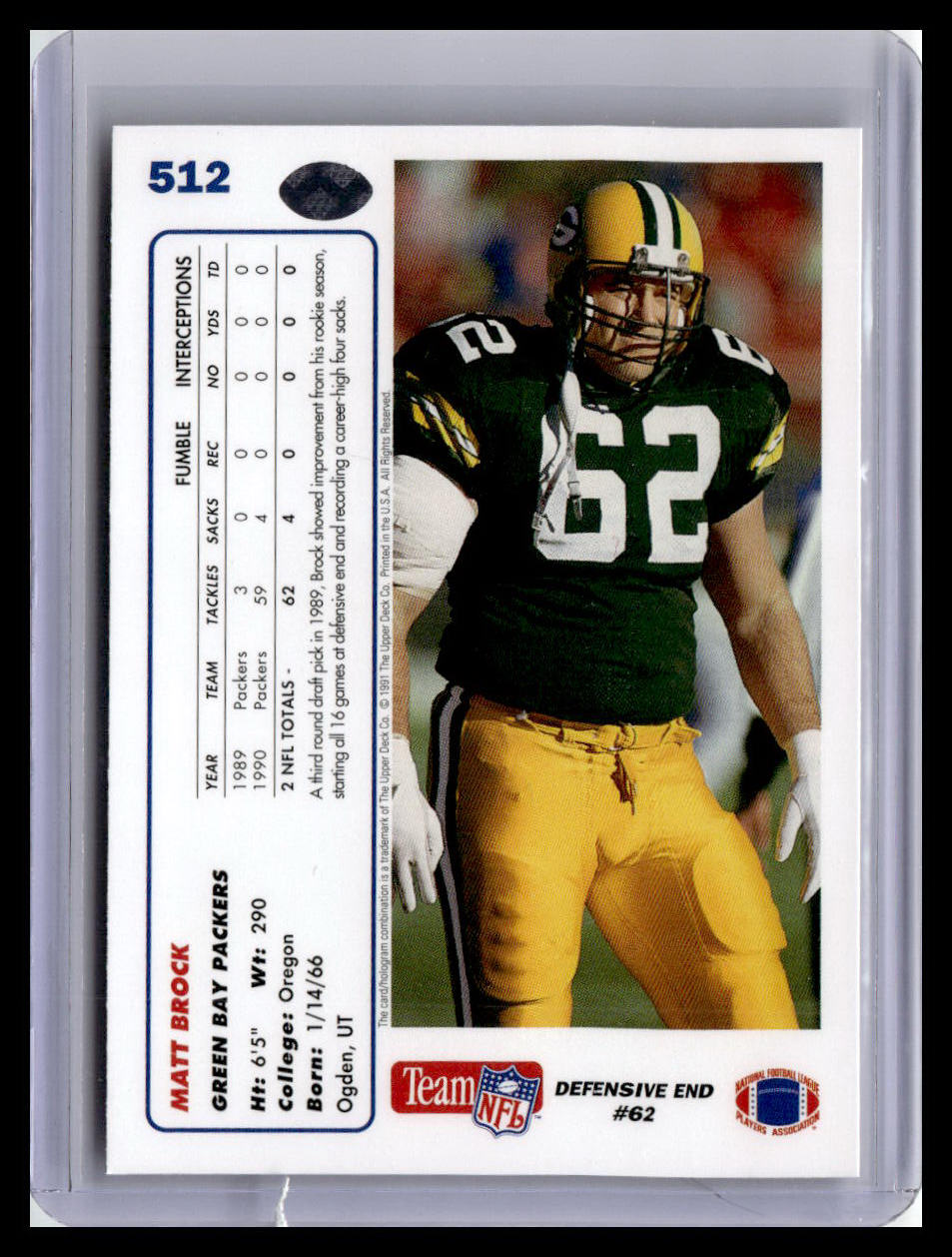1991 Upper Deck #512 Matt Brock