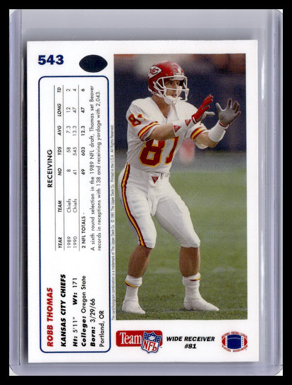 1991 Upper Deck #543 Robb Thomas