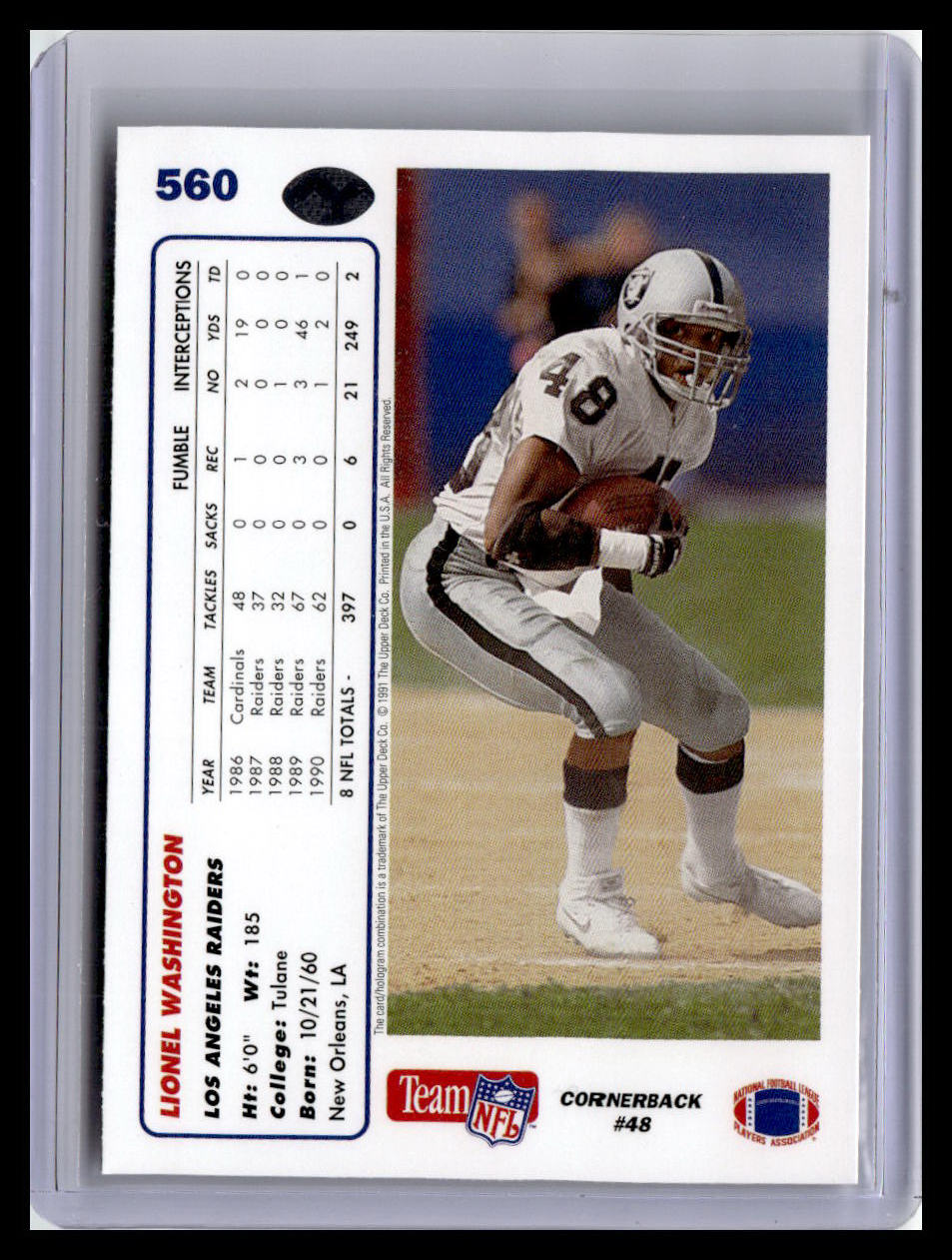 1991 Upper Deck #560 Lionel Washington
