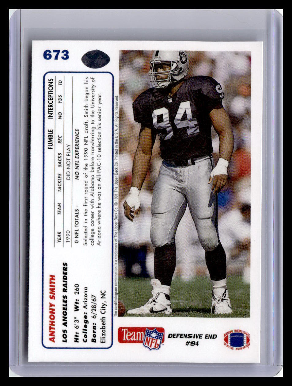 1991 Upper Deck #673 Anthony Smith