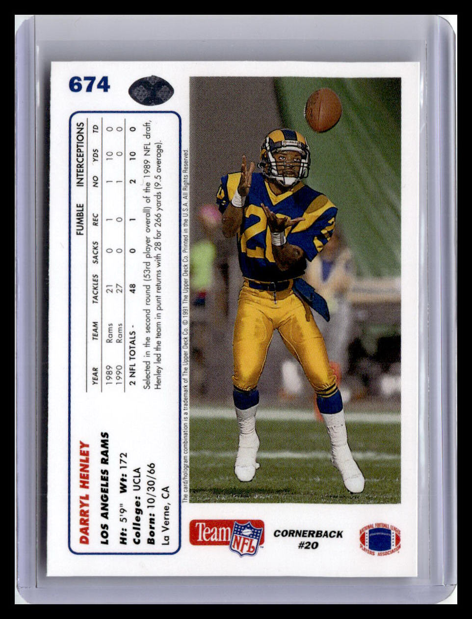 1991 Upper Deck #674 Darryl Henley