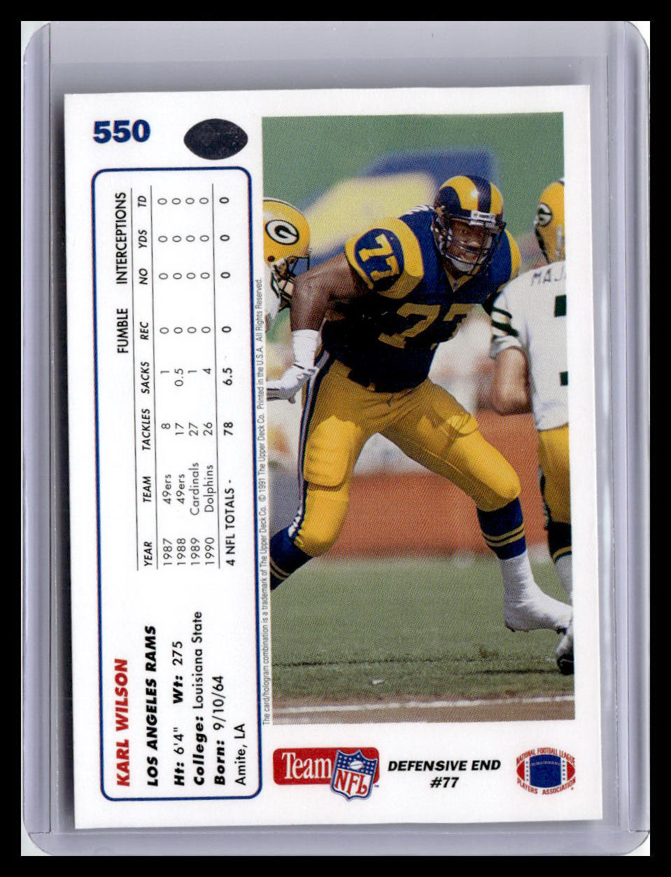 1991 Upper Deck #550 Karl Wilson