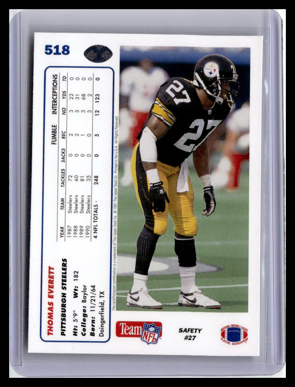 1991 Upper Deck #518 Thomas Everett