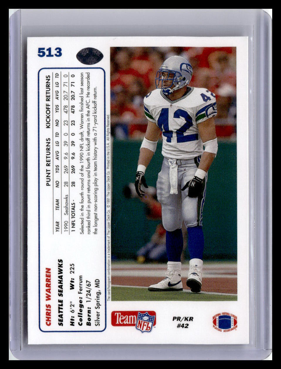 1991 Upper Deck #513 Chris Warren