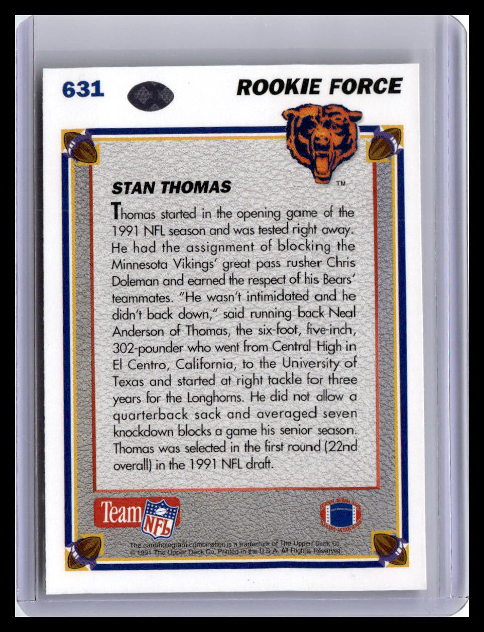 1991 Upper Deck #631 Stan Thomas (RC)