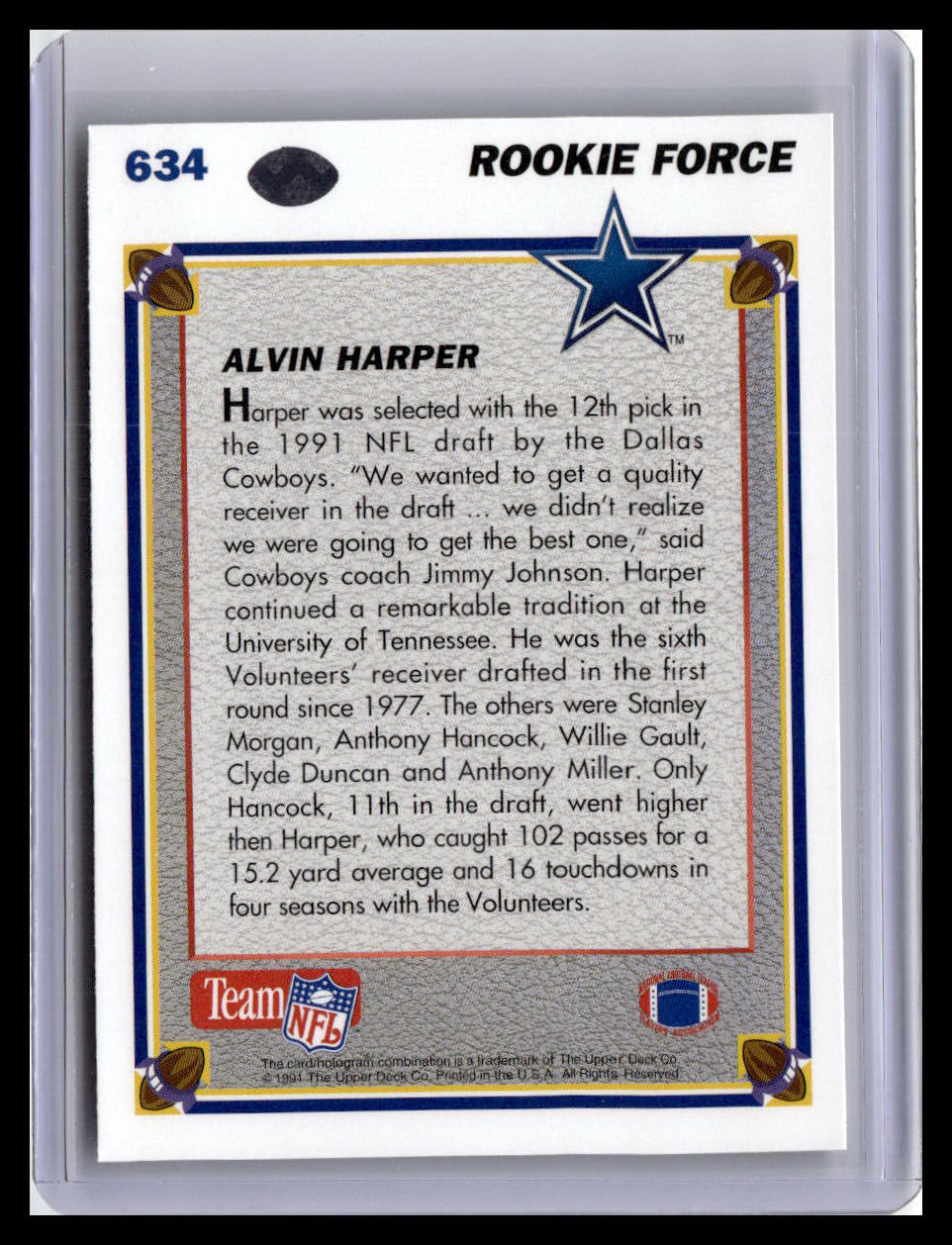 1991 Upper Deck #634 Alvin Harper (RC)