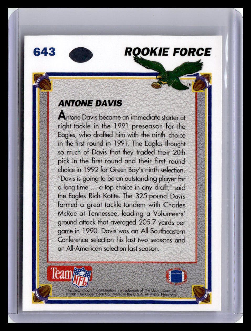 1991 Upper Deck #643 Antone Davis (RC)