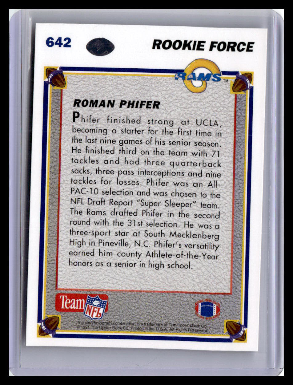 1991 Upper Deck #642 Roman Phifer (RC)
