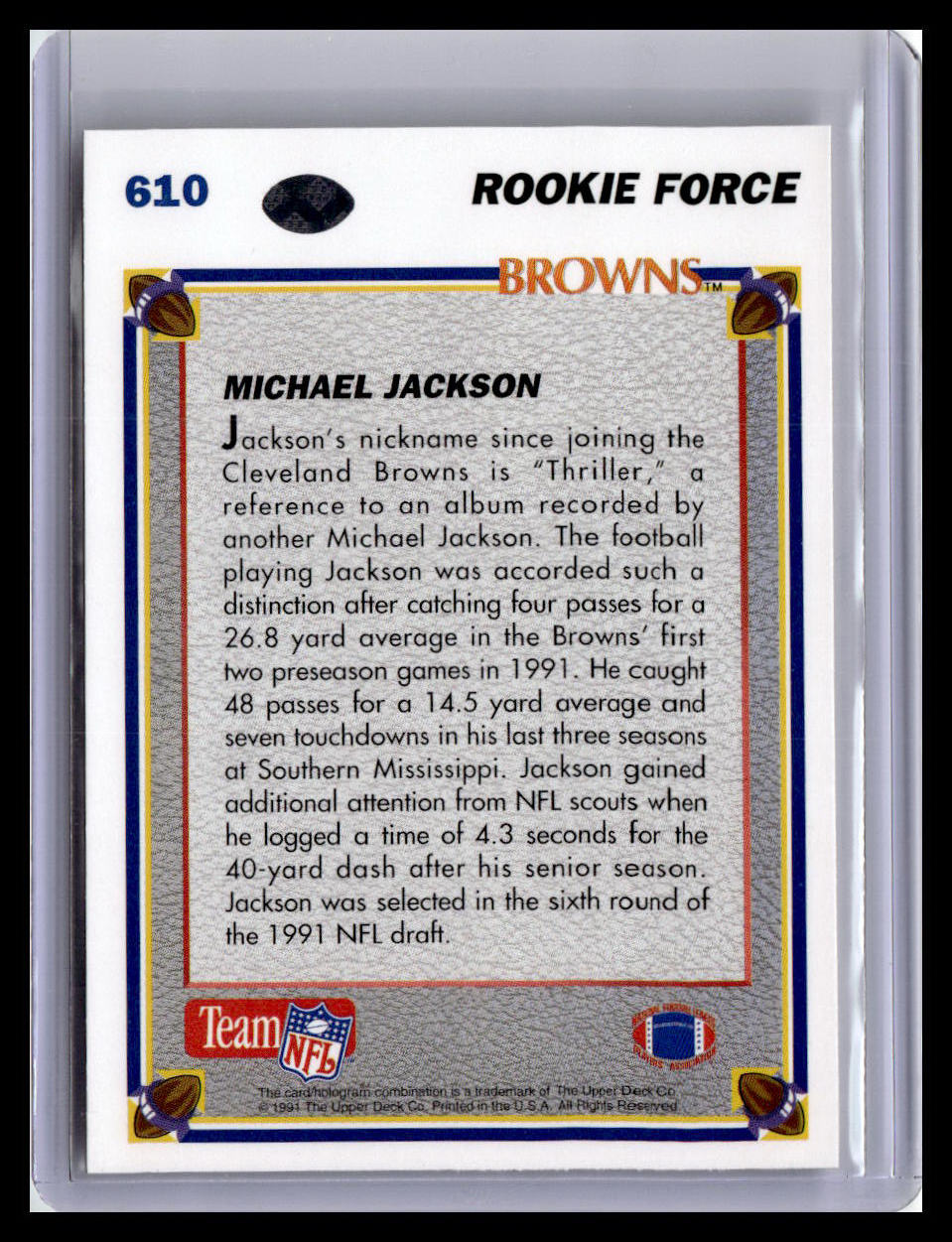 1991 Upper Deck #610 Michael Jackson (RC)