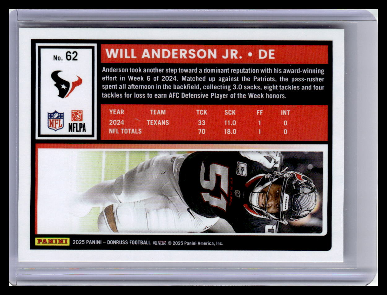 2025 Donruss #62 Will Anderson Jr.