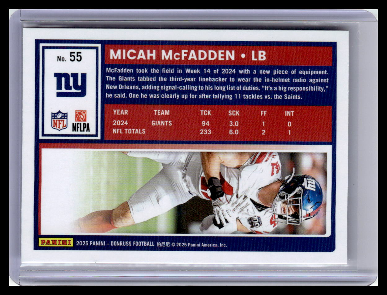 2025 Donruss #55 Micah McFadden