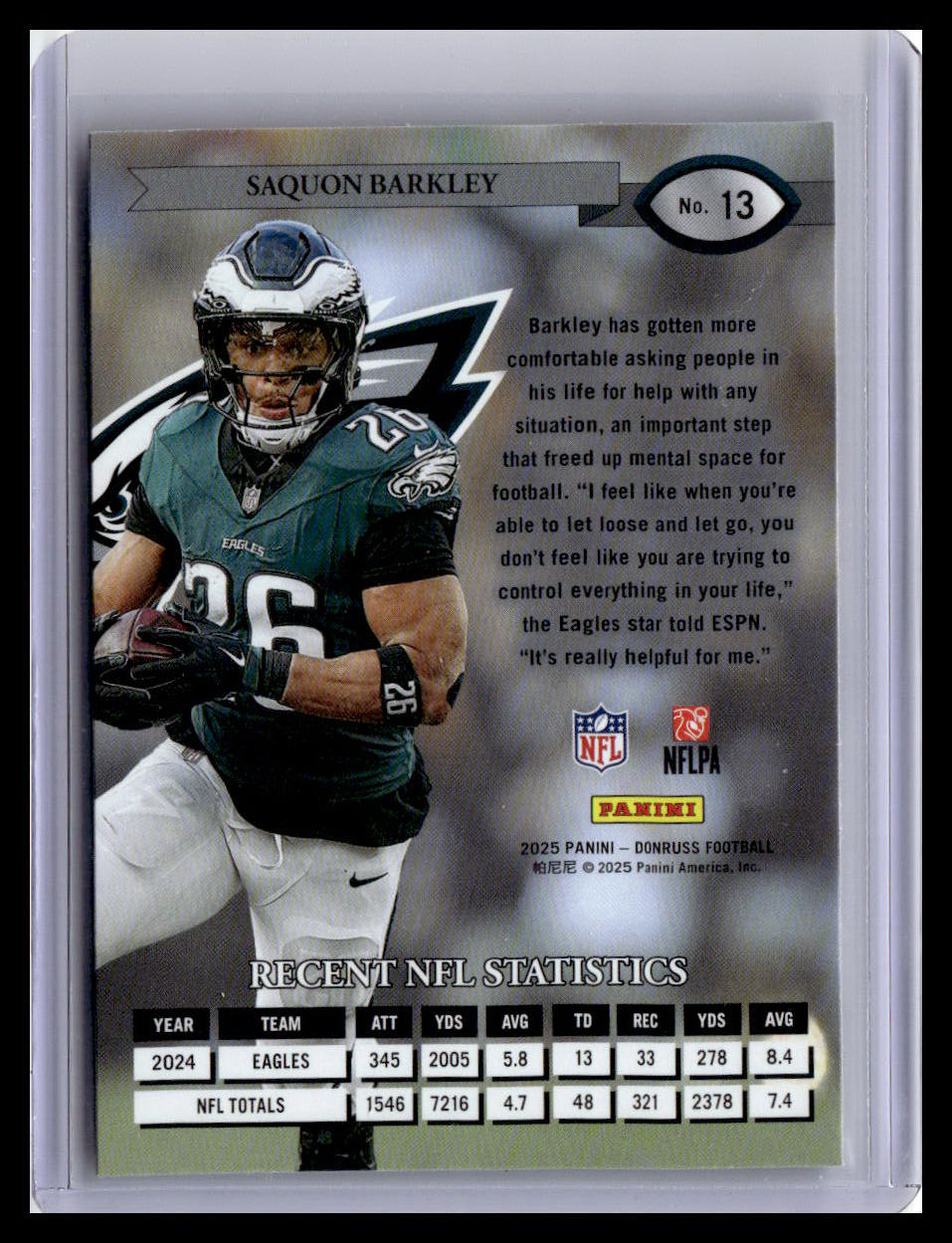 2025 Donruss #13 Saquon Barkley Retro 1995
