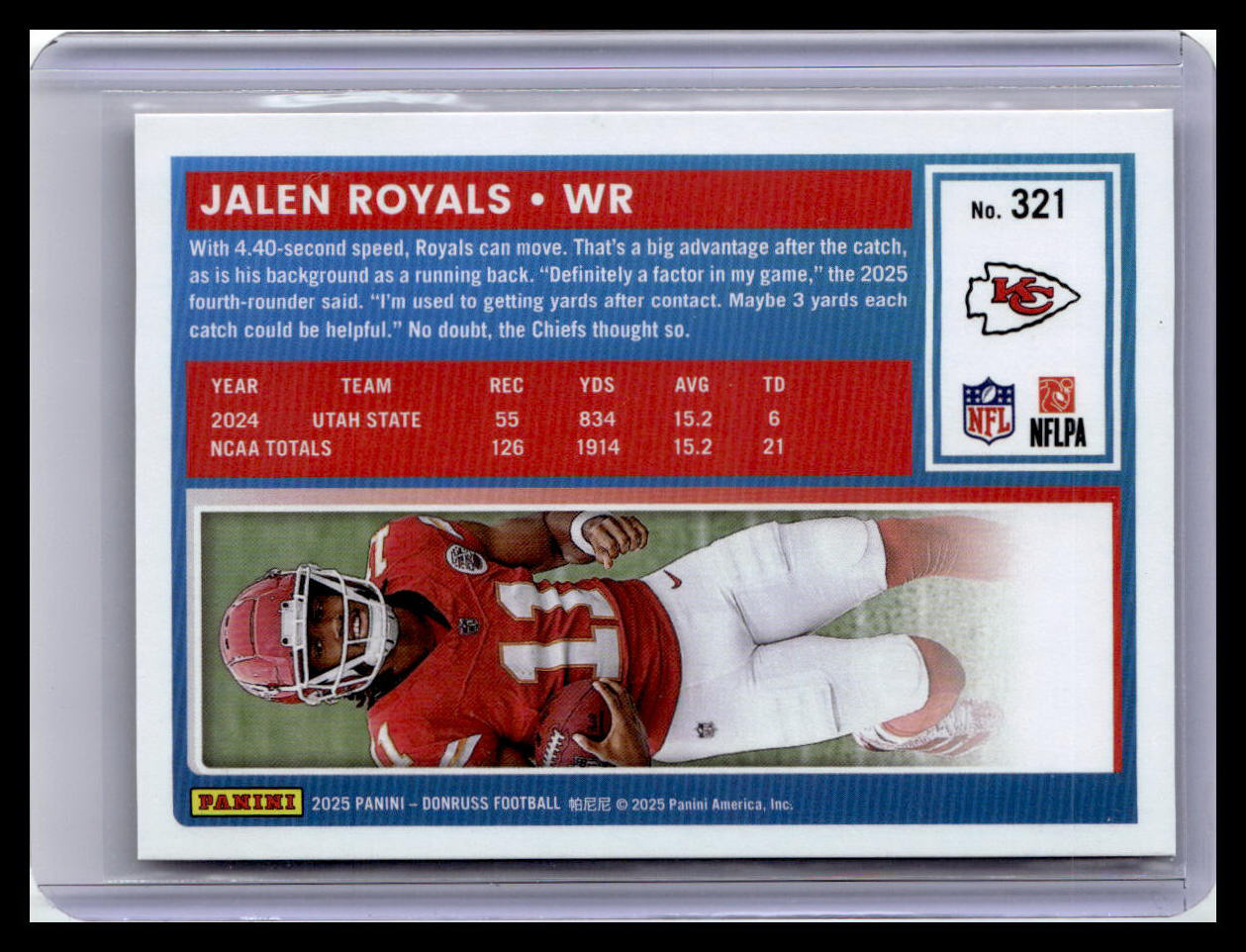 2025 Donruss #321 Jalen Royals Rated Rookie Red Press Proof
