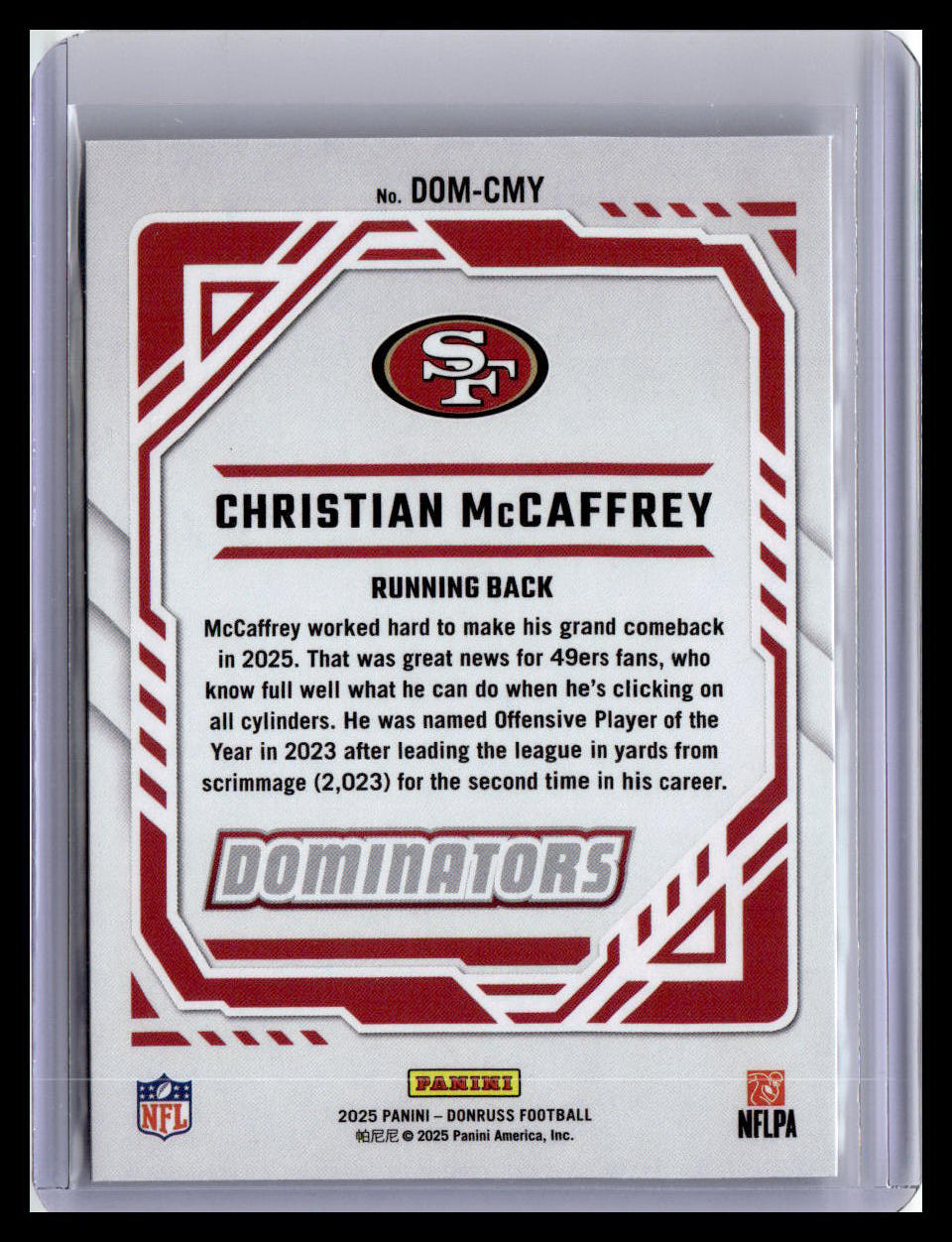2025 Donruss #DOM-CMY Christian McCaffrey Dominators
