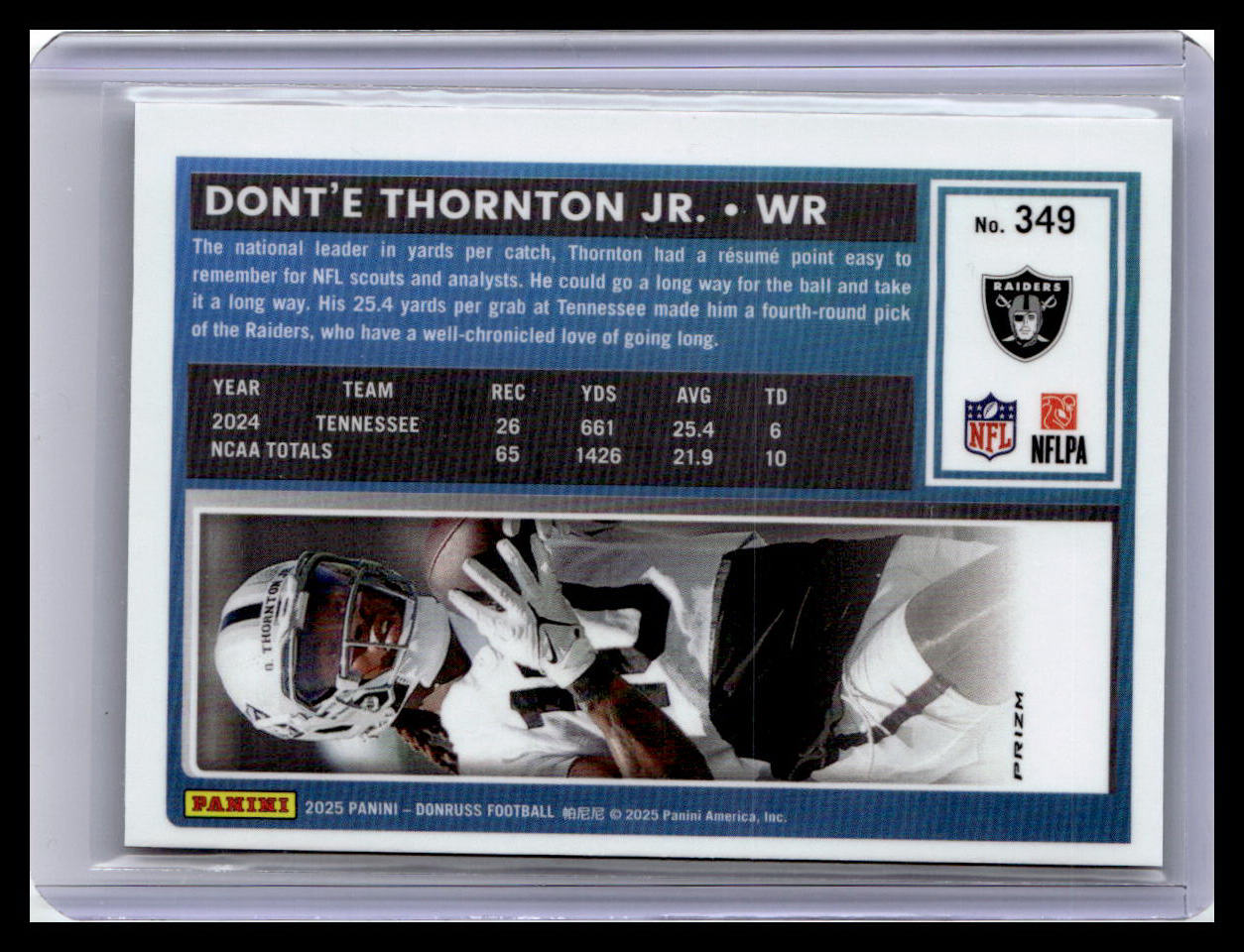 2025 Donruss #349 Dont’e Thornton Jr. Red & Green Rated Rookie