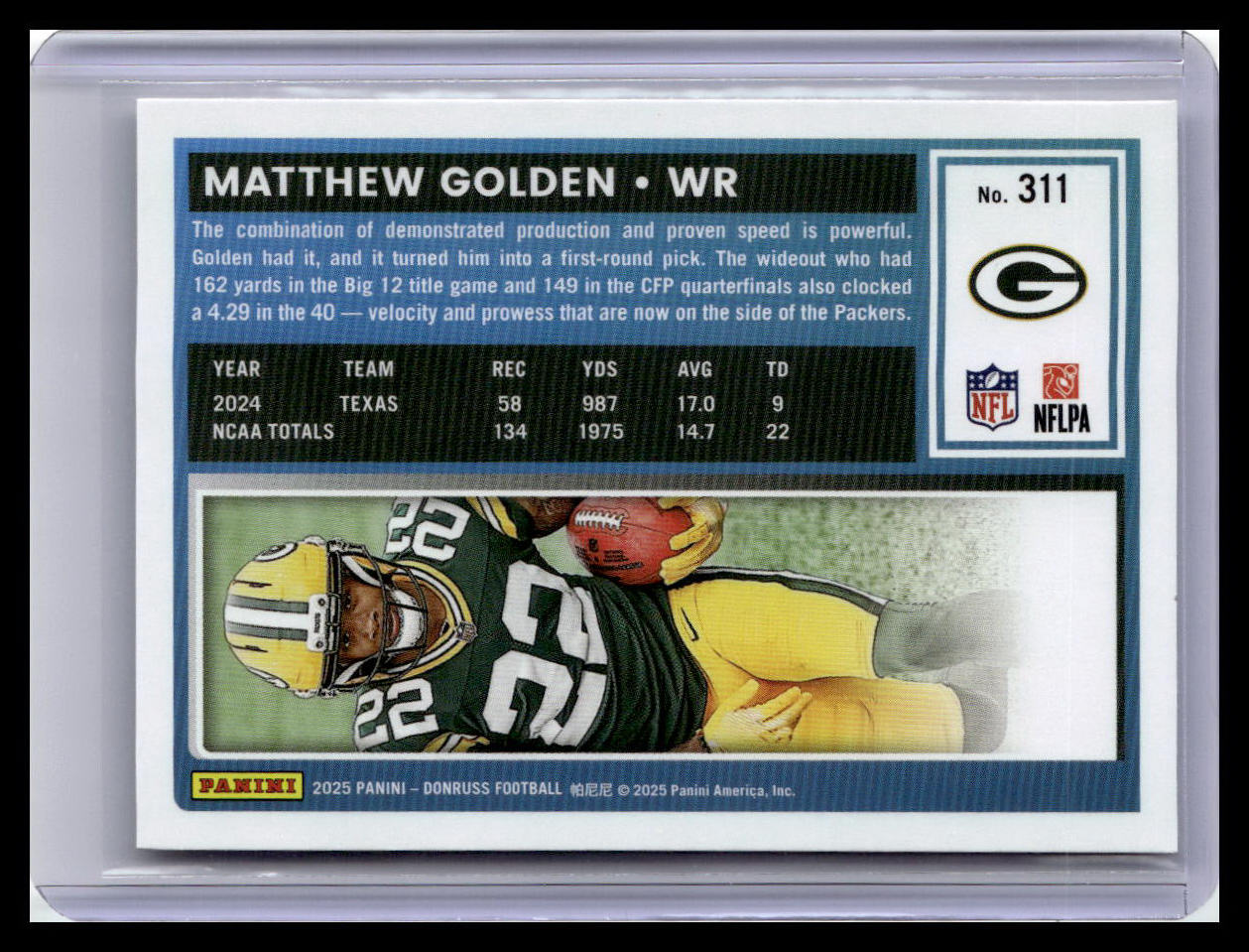 2025 Donruss #311 Matthew Golden Rated Rookie