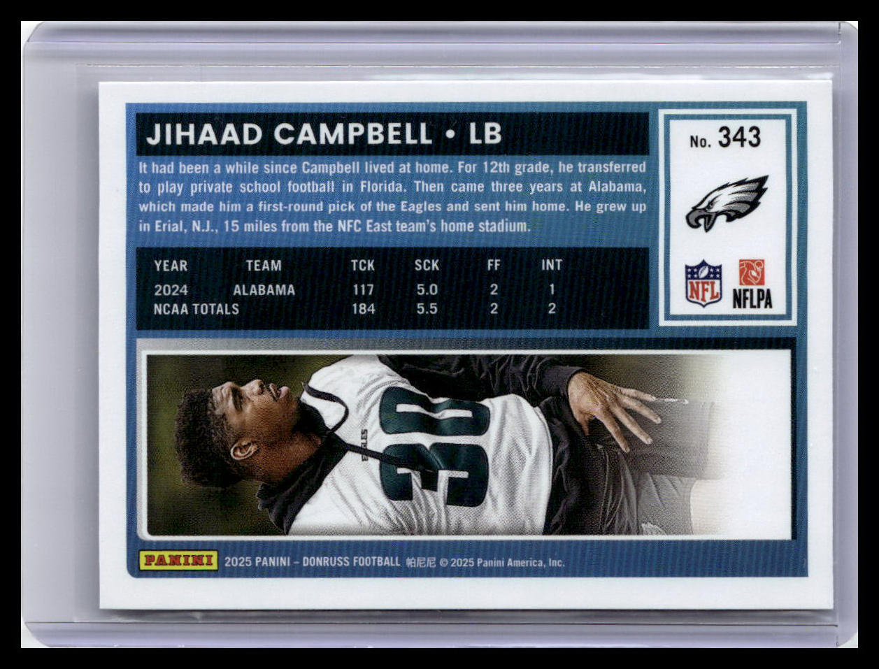 2025 Donruss #343 Jihaad Campbell Rated Rookie