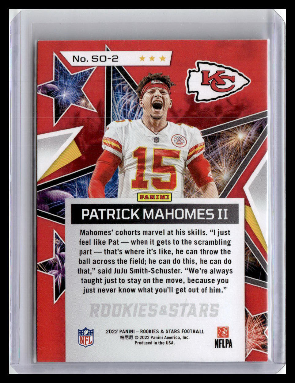 2022 Panini Rookies & Stars #SO-2 Patrick Mahomes II Standing Ovation