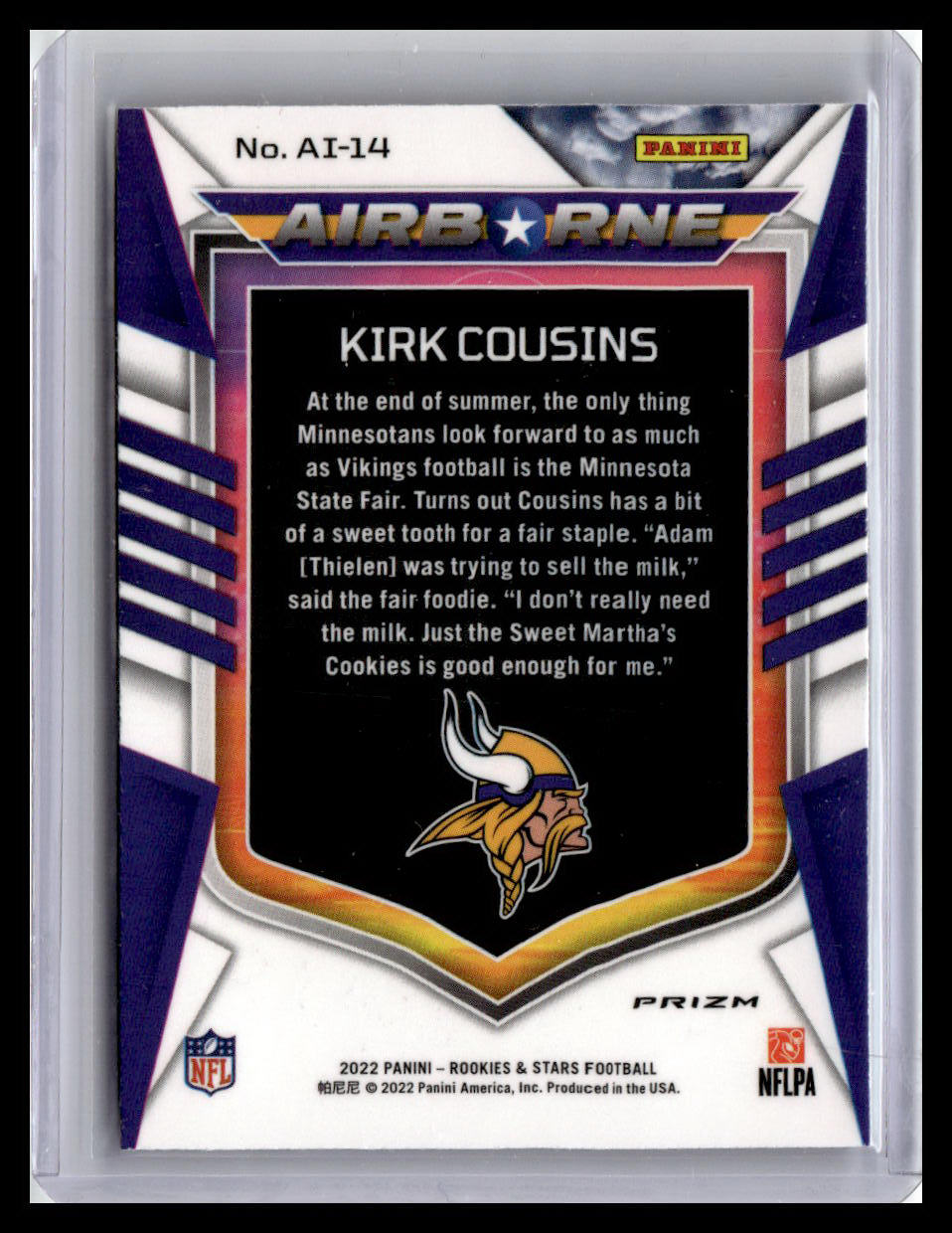 2022 Panini Rookies & Stars #AI-14 Kirk Cousins Airborne Red Plaid