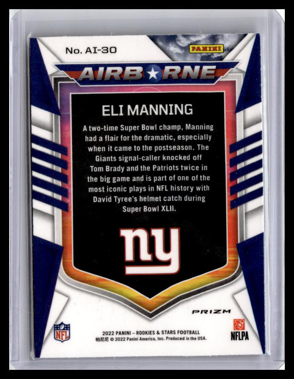2022 Panini Rookies & Stars #AI-30 Eli Manning Airborne Red Plaid