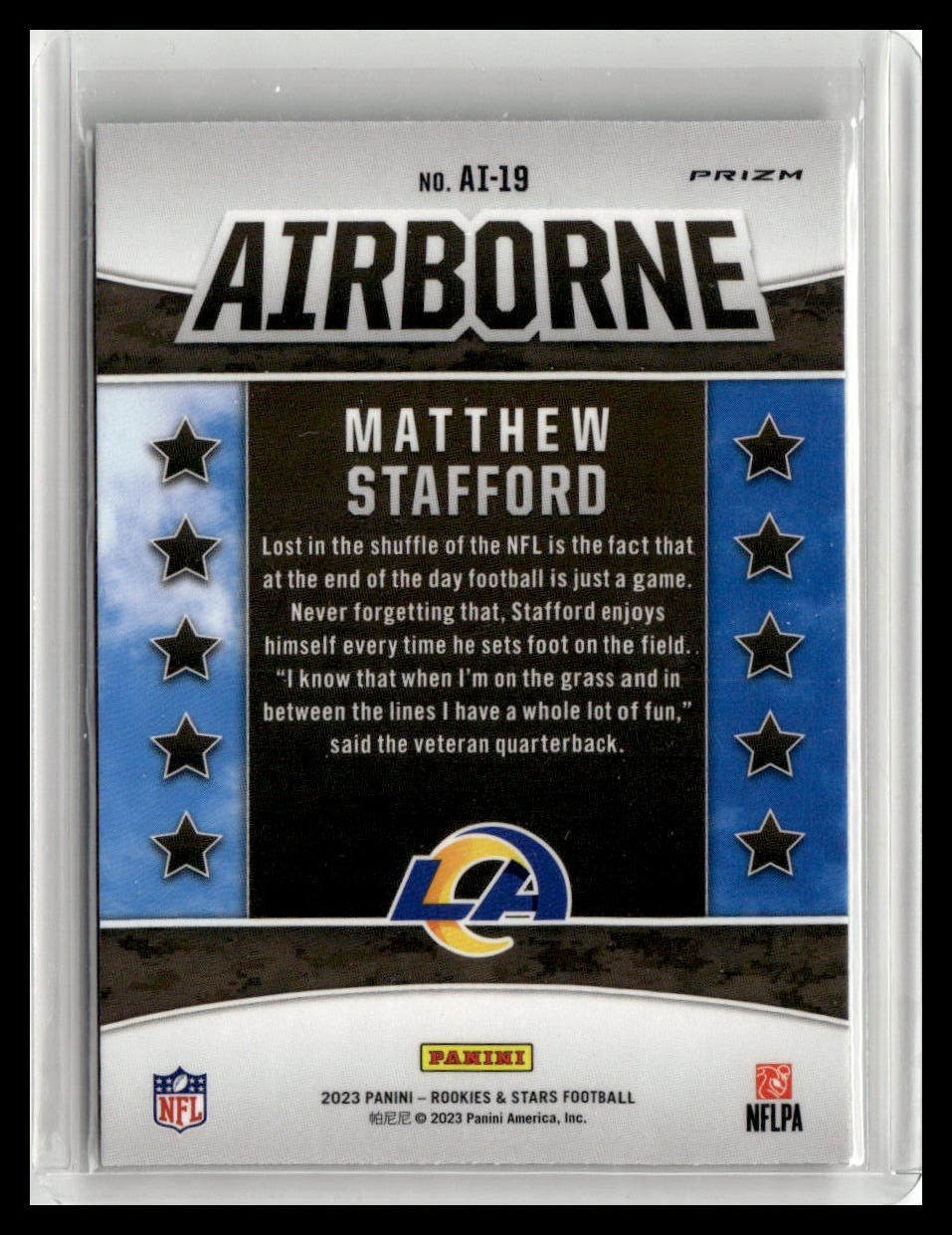 2023 Panini Rookies & Stars #AI-19 Matthew Stafford Airborne Red Plaid