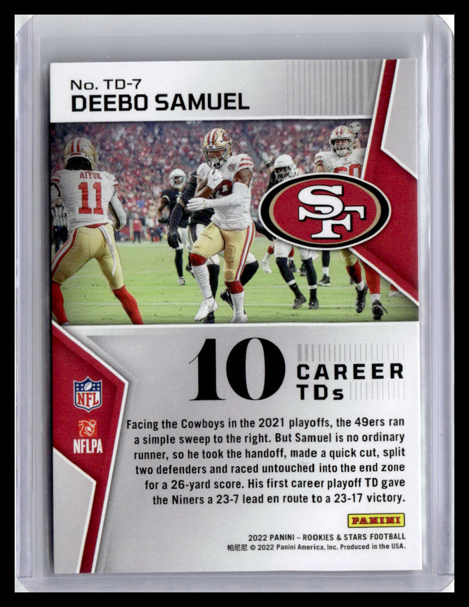 2022 Panini Rookies & Stars #TD-7 Deebo Samuel Touchdown Club