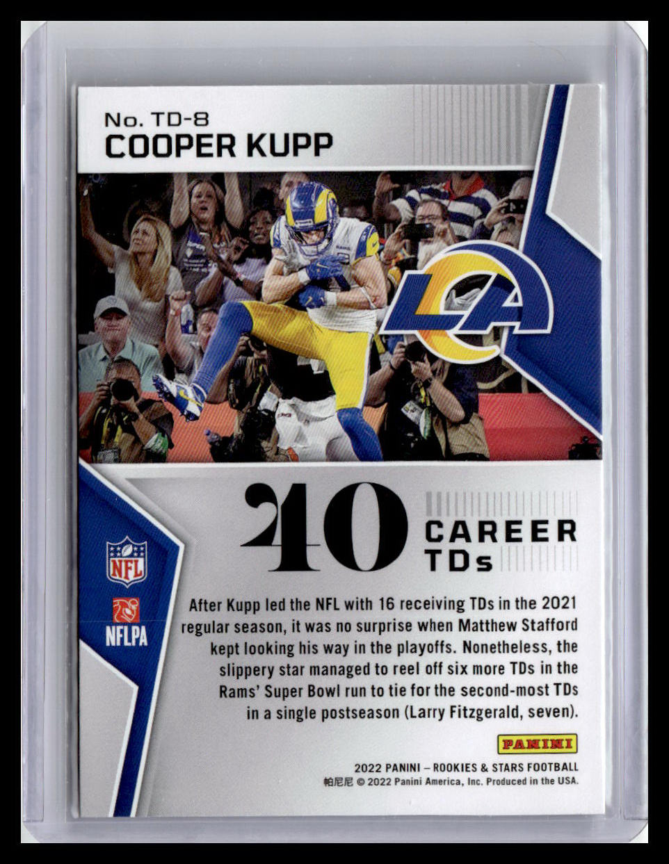 2022 Panini Rookies & Stars #TD-8 Cooper Kupp Touchdown Club
