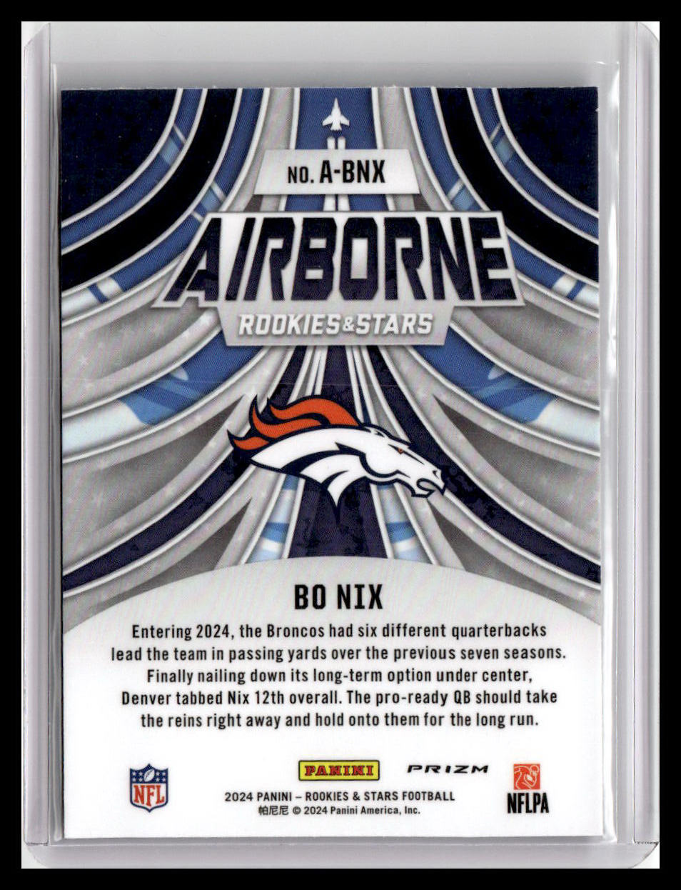 2024 Panini Rookies & Stars #A-BNX Bo Nix Airborne Silver